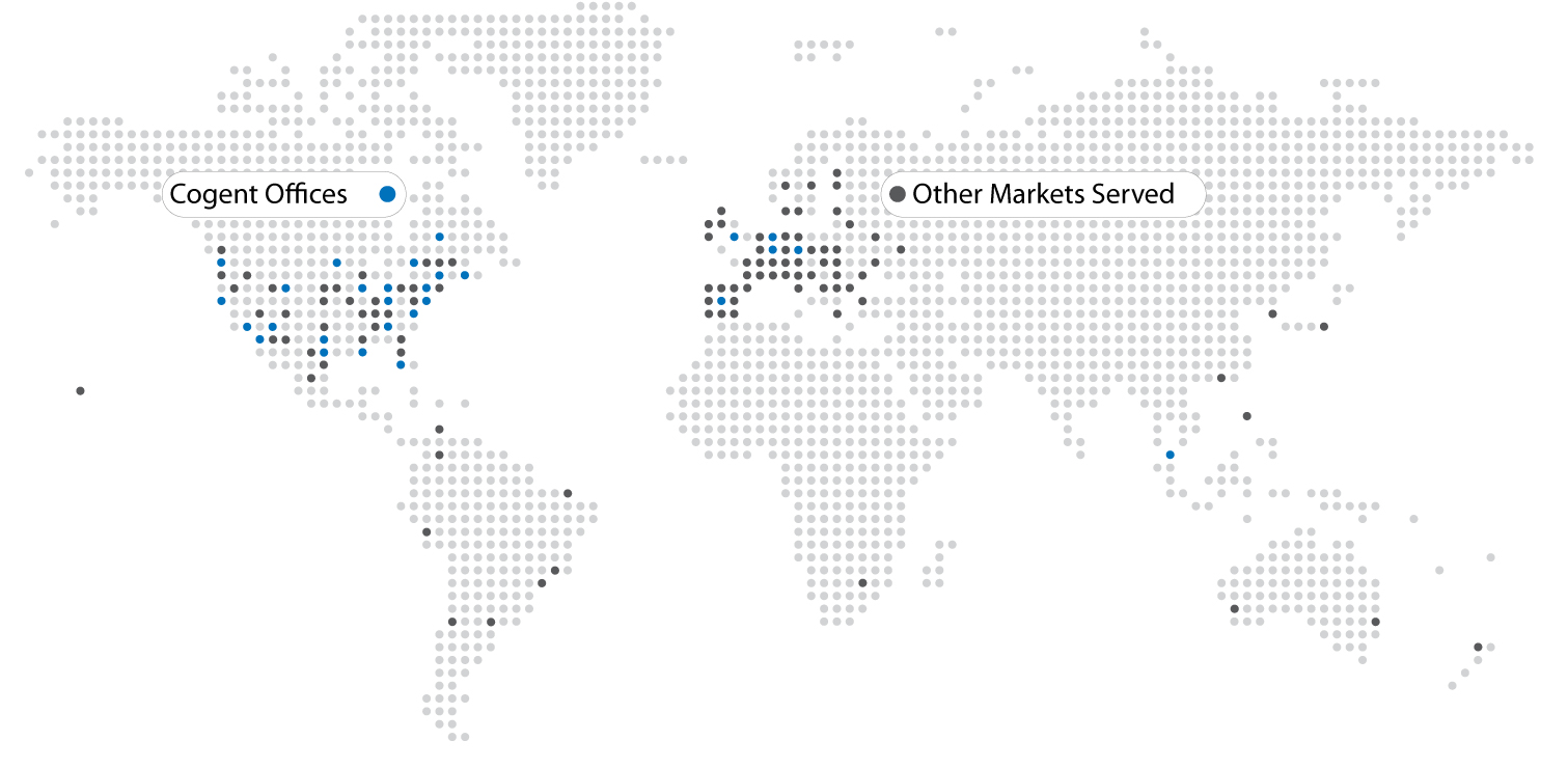 Global Map showing lit markets and offices