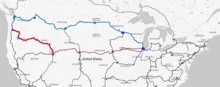 Portland to Salt Lake City Route